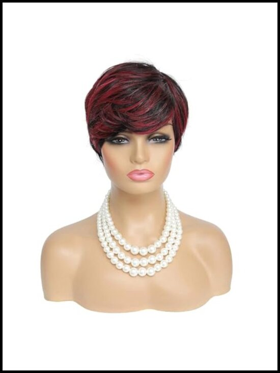 Brazilian Human Hair Pixie Cut Wig, Short Layered Wavy, Tangle Free, Adjustable main image 5